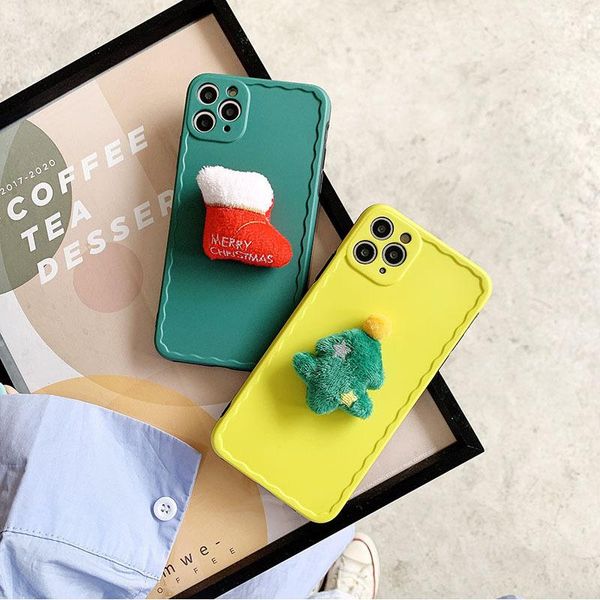 

card holders 12pro mobile phone case max net red couple 11 cute pro christmas tree elk suitable for iphone7/8 apple, Brown;gray