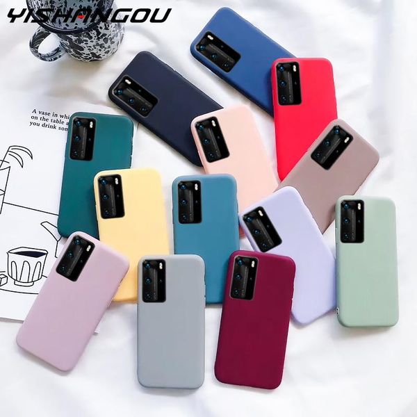 

lx brand candy color silicone phone case for huawei p40 p30 p20 pro mate 20 lite p smart plus 2019 nova 6 se 5t soft cover