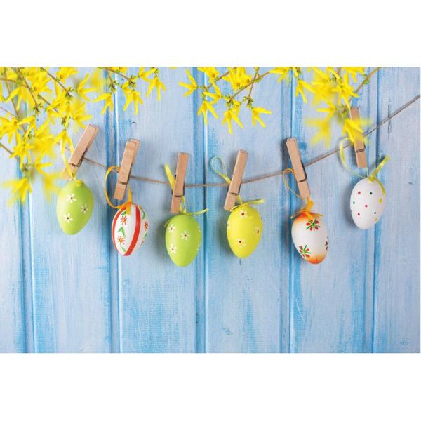

party decoration easter backdrop egg blue wooden board yellow flower pography background family decor po booth studio prop