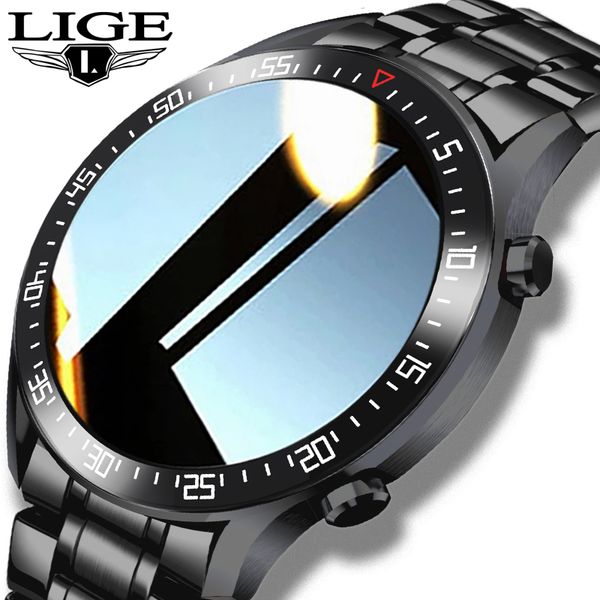 

lige 2021 new full circle touch screen mens smart watches ip68 waterproof sports fitness watch man luxury smart watch for meng, Slivery;brown