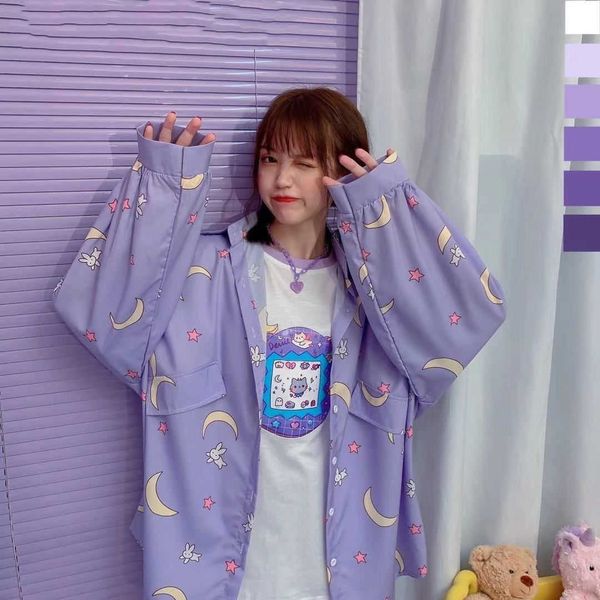 Camicie da donna in stile coreano Kawaii Autunno Moda JK Uniforme Camicette Donne Manica lunga Carino Allentato Bull Up Shirt Up Shirt Oversized Top 210721