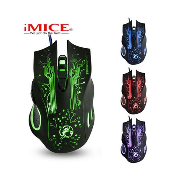 

original imice x9 usb wired gaming mouse 6 buttons 5000dpi led optical cable gamer for computer 20pcs/lot mice