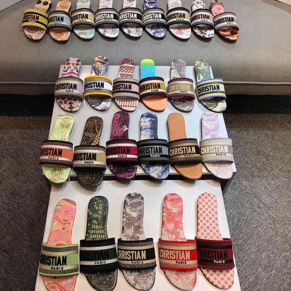 

sandals women's 2021 summer family alphabet embroidery printing flat bottom casual fashion lazy wear flip flop, Black