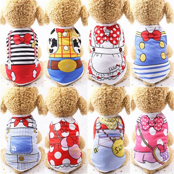 

cartoon pet dog apparel clothes summer cotton puppy t shirt clothing for dogs chihuahua french bulldog striped shirt vest cat costume coat 2