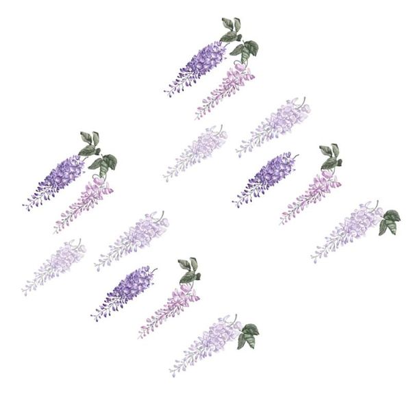 

wall stickers 2pcs wisteria flower sticker green leaf paste room decal