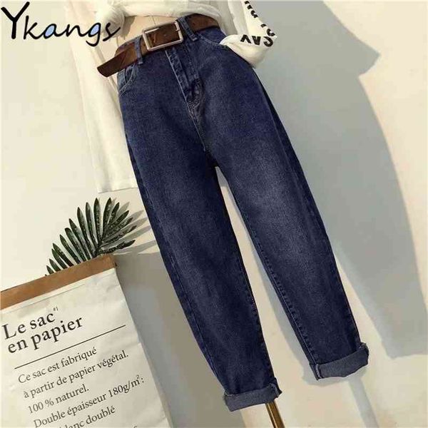

plus size autumn women vintage harem jeans casual loose korean style denim pants blue baggy fashion pantalones vaqueros mujer 210629