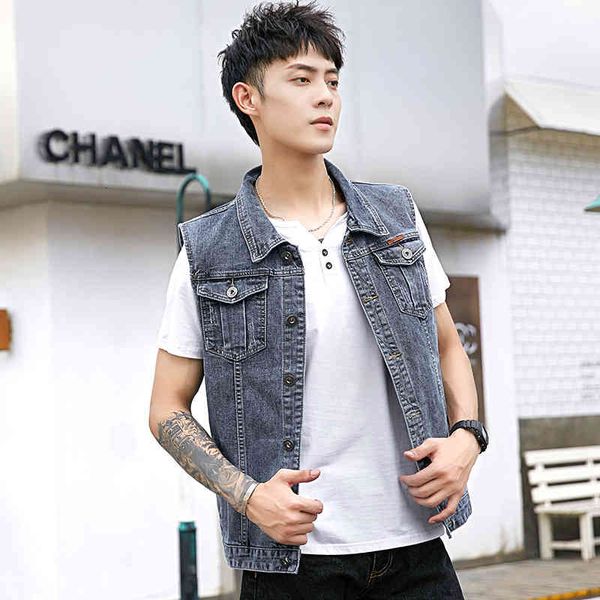

men's vests plus size 8xl 7xl 6xl 5xlcotton sleeveless jeans jacket cowboy outdoors men's jackets 97ia, Black;white