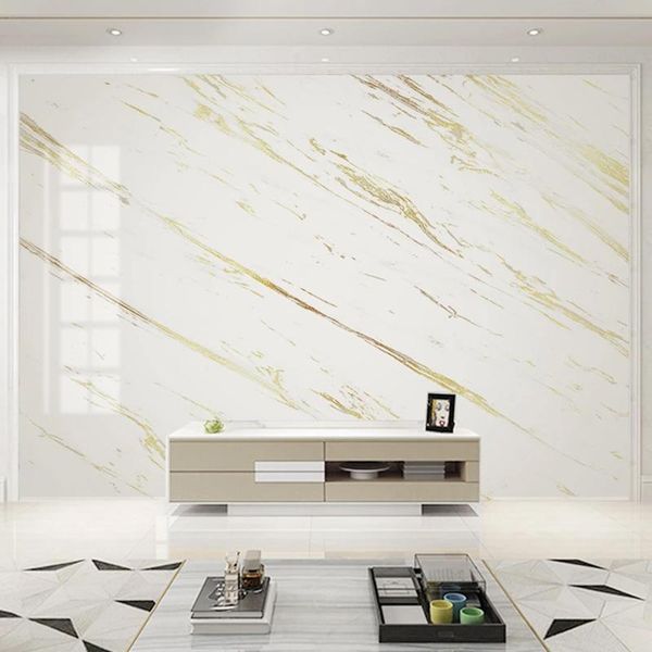 

wallpapers custom self-adhesive mural 3d golden stripe jazz white marble wallpaper living room tv sofa modern luxury waterproof stickers