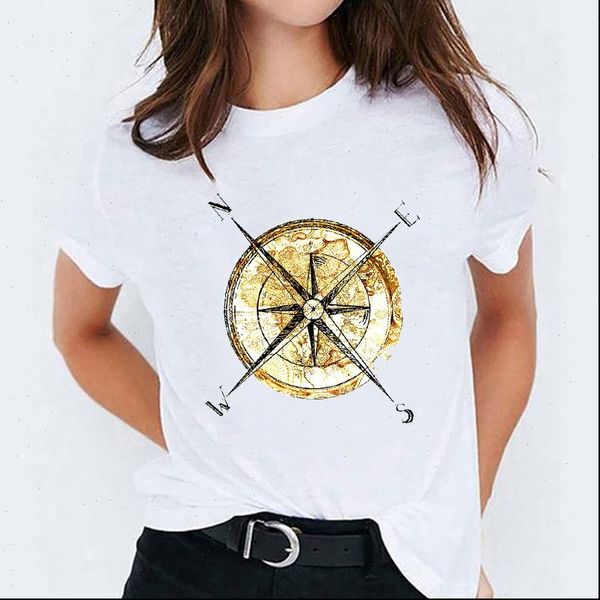 

printing vintage compass cute womens t shirts trend clothing graphic tee, White