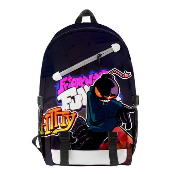

backpack 3d friday night funkin children boys girls cartoon oxford waterproof schoolbag kids streetwear hiking climbing