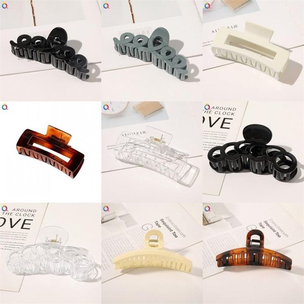 

large girl hair clamps rectangle hollow out jaw clips acrylic meatball head hairs claw clip ring leopard print fashion accessories, Slivery;golden