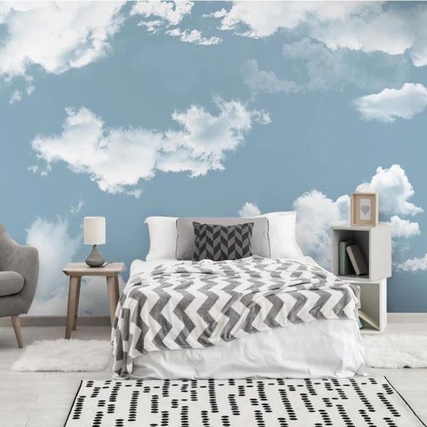 

wallpapers milofi custom large wallpaper mural 3d hand painted nostalgic retro blue sky and white clouds background