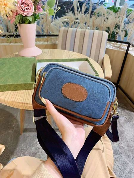 Messenger Çanta Erkek MS Kamera Balyalar Göğüs Cepler Eğik Satchel Denim Unisex Kızlar Kadın Deri Çantalar Çanta Çanta Omuz Çantaları