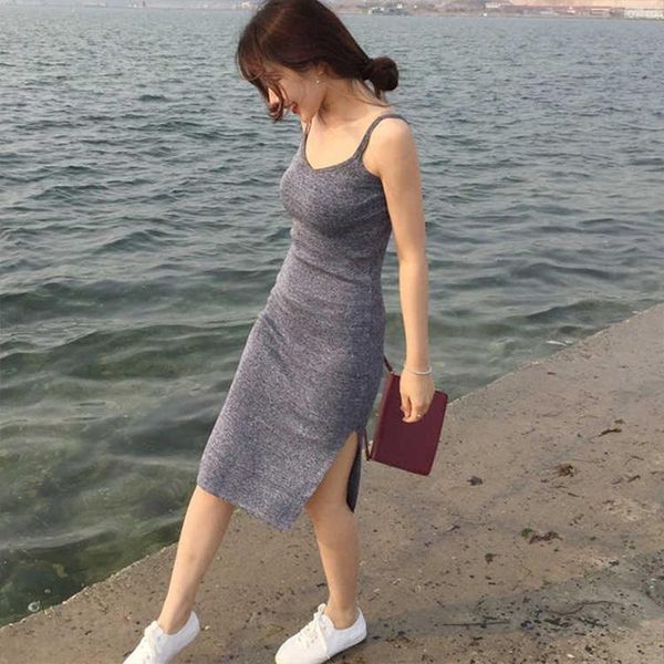 

casual dresses feerldi bodycon dress woman backless solid black summer beach women boho off shoulder sleeveless halter sundress, Black;gray