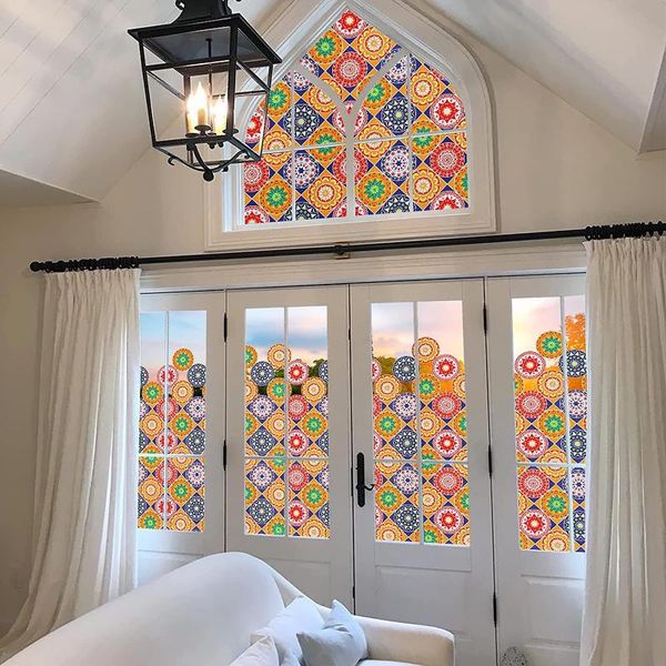 

window stickers privacy film stained glass clings decor static cling frosted sticker non-adhesive uv blocking for kitchen