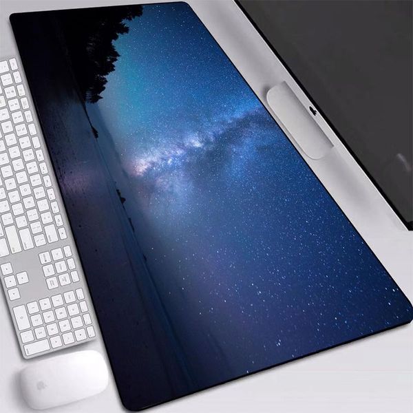 

mouse pads & wrist rests big pad night sky stars hd wallpaper natural anti-slip rubber desk mat for keyboard game gamer play 900x400mm