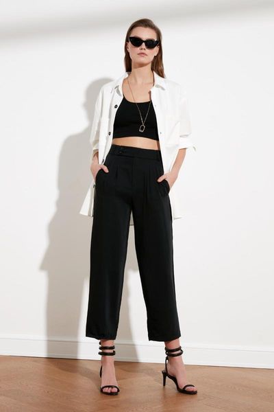 

women's pants & capris trendyol basic twoss21pl0352, Black;white