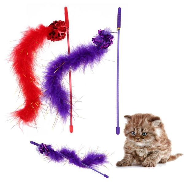 

cat toys wand stick pet toy bird feather catcher teaser interactive