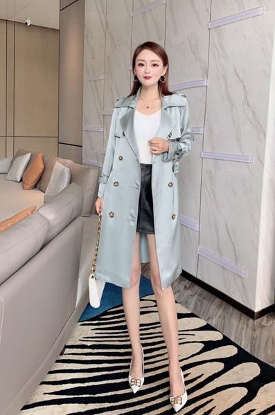 

women's trench coats breasted high end double color windbreaker, Tan;black