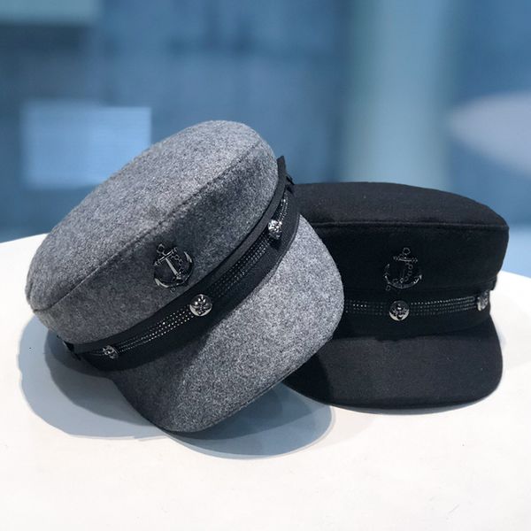 

autumn and winter leather brim hat children designer street fashion diamond beret casual versatile pirate navy, Yellow