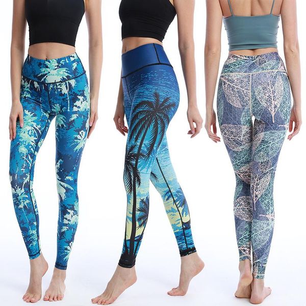 

yoga outfit 2021 pants hip tight printed sports dance clothes women's precision seam fashion fitness s~xl