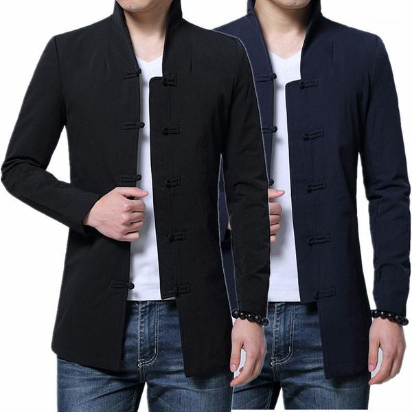 

men's jackets chinese style jacket men fashion casual male 2021 blue black mens coats comfortable overcoat 4xl, Black;brown