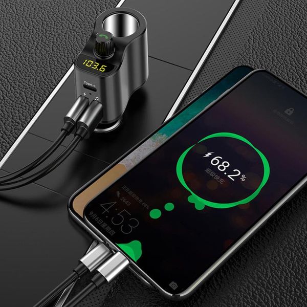 

wireless 5.0 quick car charging adapter fm transmitter multiport fast charger for smart phone mp3 player & mp4 players
