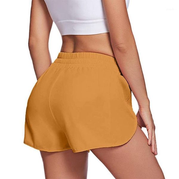 

yoga outfit women elasticated running shorts ladies sports fitness elastic middle waist fake two-piece pants