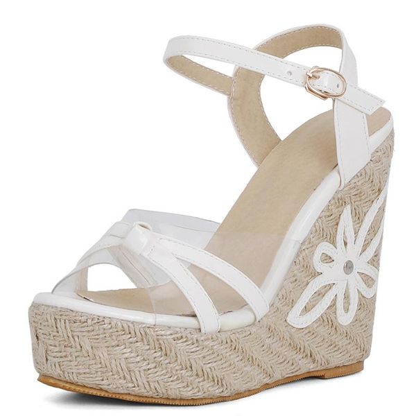 

sandals summer for women shoes fashion knitted rope wedge heels gladiator casual party shoe female flip flops large size, Black
