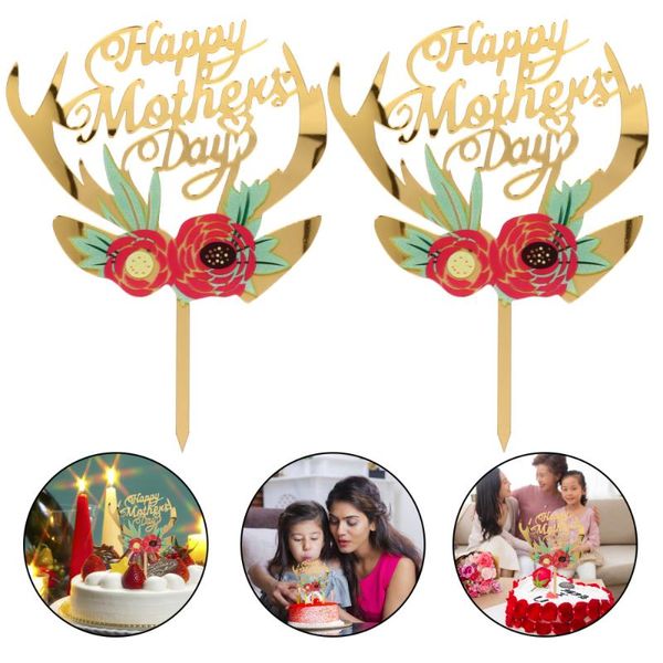 

greeting cards 2pcs happy mother's day acrylic cake decoration insert ers