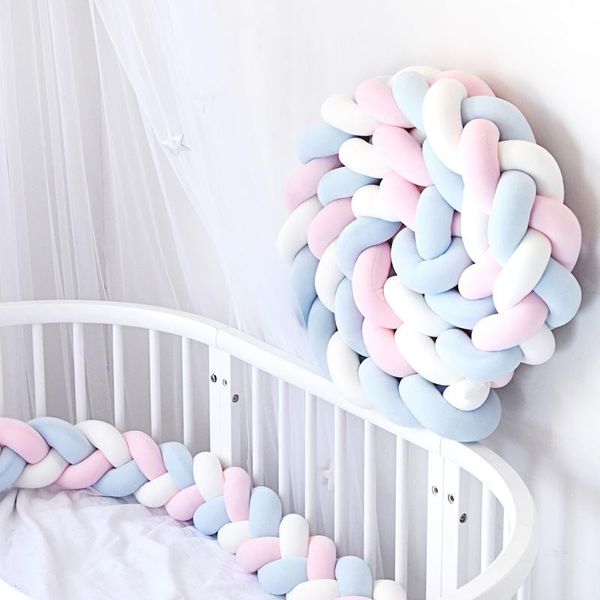 

bedding sets 1m/2m/3m born baby bumper bed braid knot pillow cushion for infant crib protector cot room decor