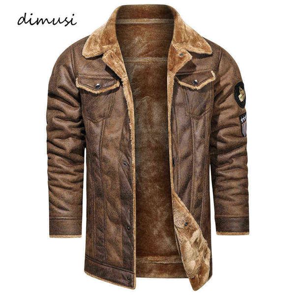 

dimusi winter men's bomber jacket casual military fleece long coats outdoor men fur warm windbreaker motorcycle jackets clothing y1122, Black;brown