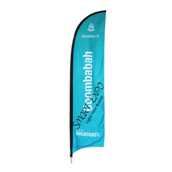 

4.5m outdoor knife shape banner flags display with aluminum tubes double polyester printing