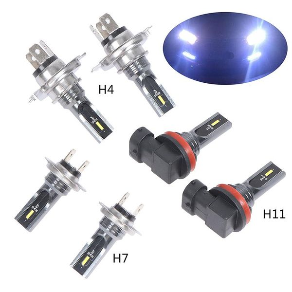 

car headlights 2 pcs 6000k 8000lm led headlamp h4 h7 h11 high beam automatic lamp bulb turbocharger
