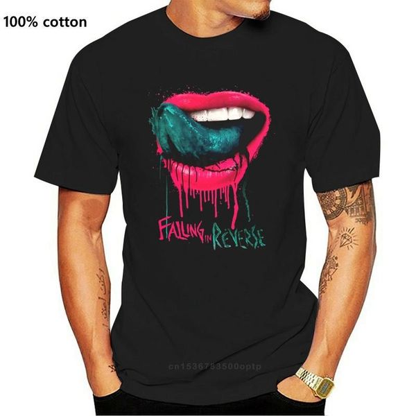 

men's t-shirts falling in reverse lips mens black cotton t-shirt tour tee funny print,men short sleeves 100% sleeve, White;black