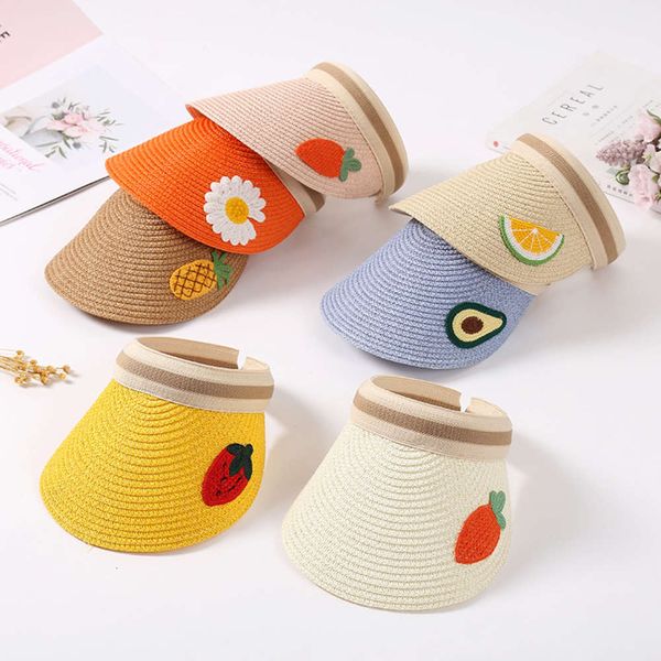 

cartoon fruit empty hat children's no sun fun embroidered korean version travel, Yellow
