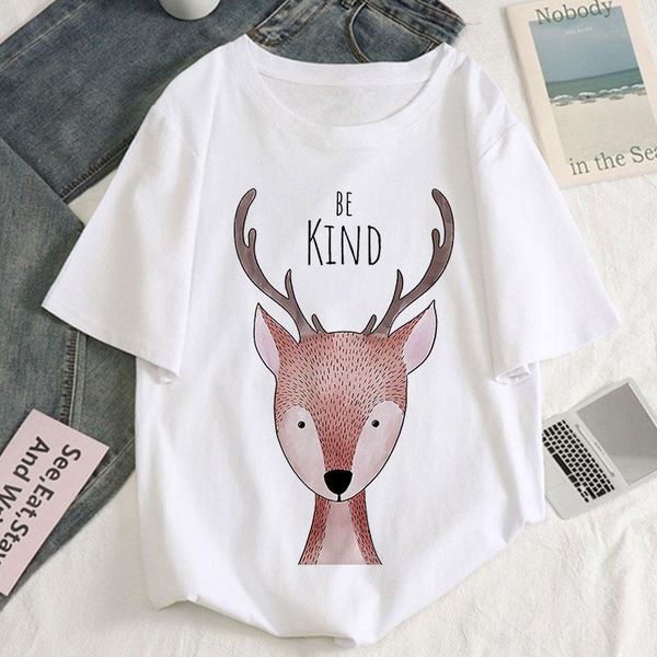 

elk kawaii graphic print t-shirt women tee harajuku aesthetic white casual tshirt 2021 summer fashion y2k female t shirt women's