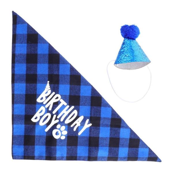 

dog birthday bandana triangle scarf hat pet supply (blue) apparel