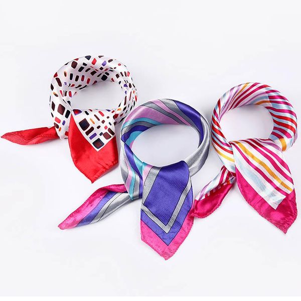 

scarves 2021 spring summer women scarf small size silk square neckerchief office lady shawls 50*50cm, Blue;gray