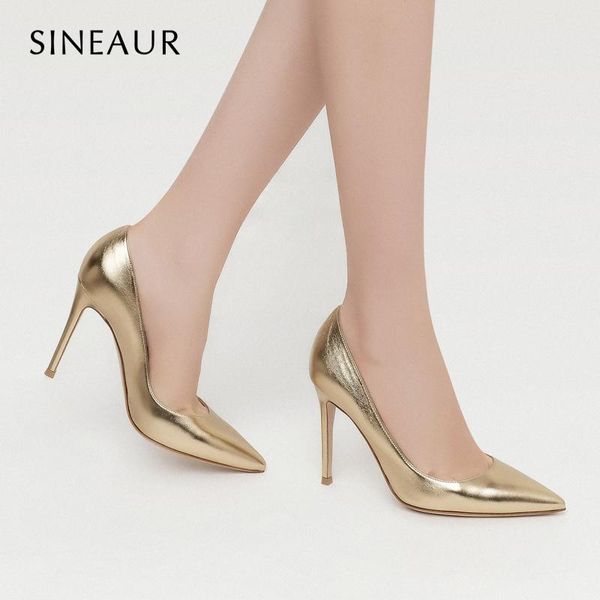 

dress shoes sineaur women fashion pointed toe gold silver mirror heels pumps 8.5 10cm female wedding bridal plus big size 35-45, Black