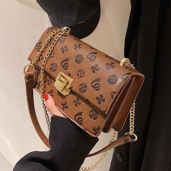 

evening bags women's handbags flowers creasing metal hasp chain luxury leather crossbody shoulder bag wholesale elegant female square