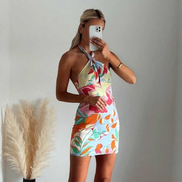 

women's digital print hanging neck sleevels backls short drs, Black;gray