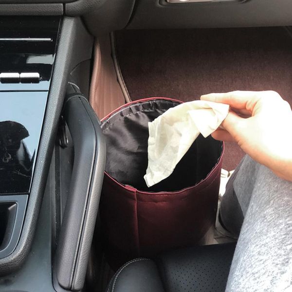 

leather foldable car trash can waste organizer holder waterproof garbage bin folding organize other interior accessories