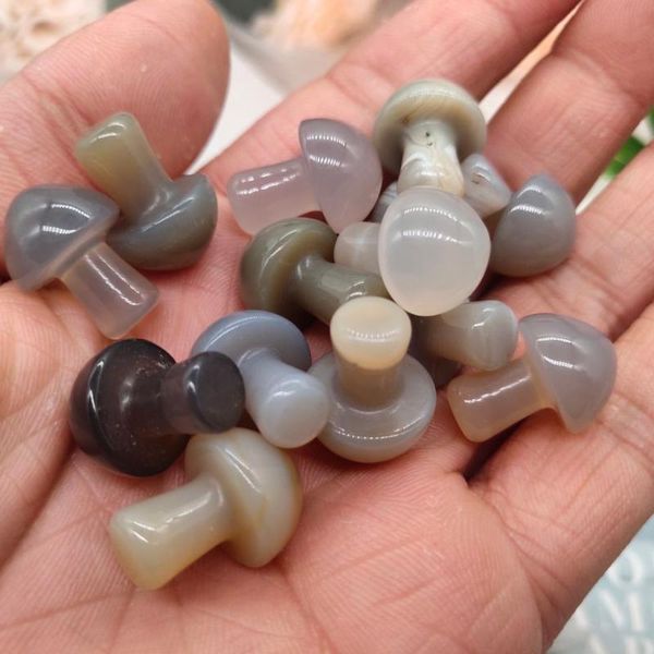 

decorative objects & figurines 2cm natural agate mushroom cute gifts home study decoration powerful magnetic field enhance energy meditation