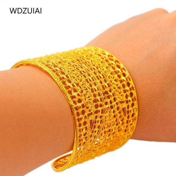 

bangle wdzuiai luxury for women bridal wedding jewelry gold color dubai african ethiopian party/wife gift, Black