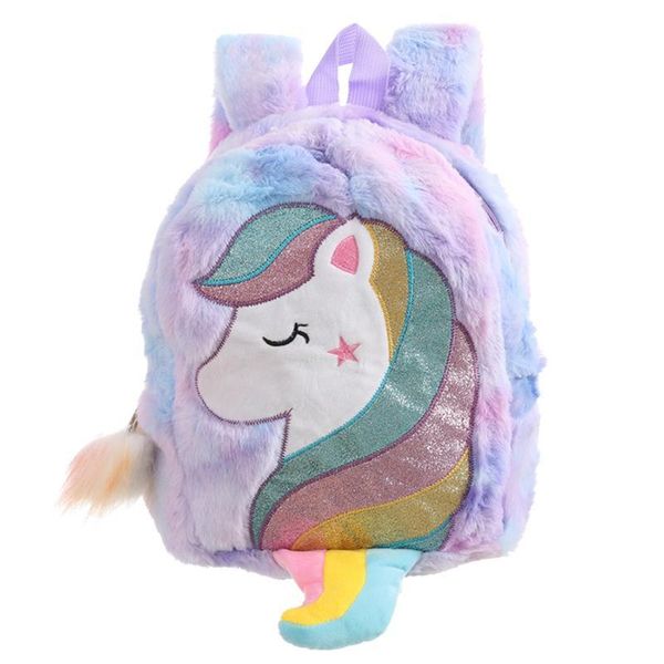 

school bags cartoon mini unicorns backpack plush toys children schoolbag kindergarten student book bag bagpack cute fashion fur backpacks