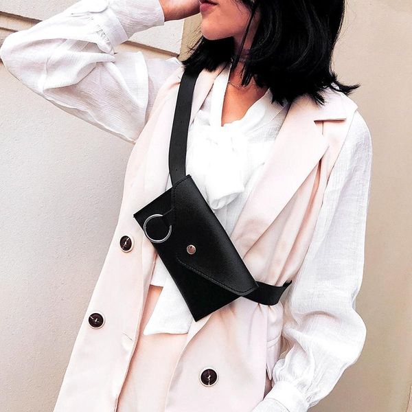 

fanny pack women belt bag leather waist fashion women's pure color ring pu messenger shoulder chest pochete homem bags