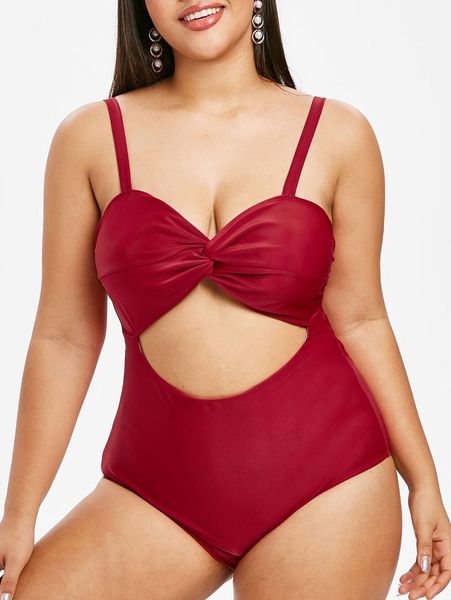 

one-piece suits plus size twist backless knot swimsuit