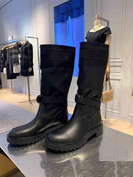 

embroidery -electronic matching color letters round head middle boot for women, Black