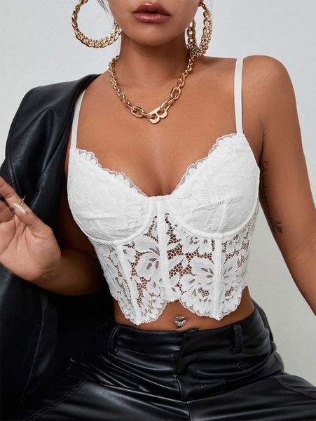 

bustier crop lace cami b8rn#, White